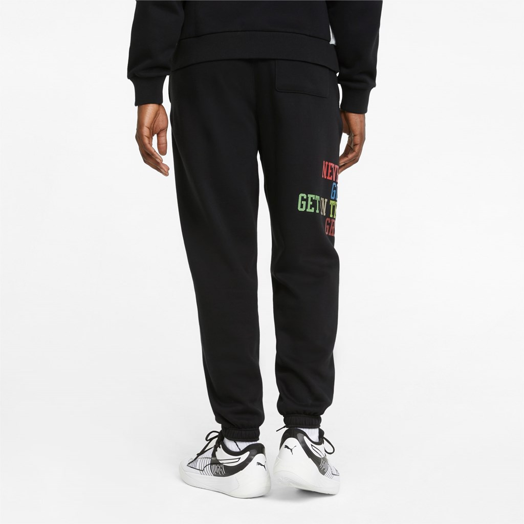 Black Puma Playbook Basketball Men's Pants | 5340UXQZD