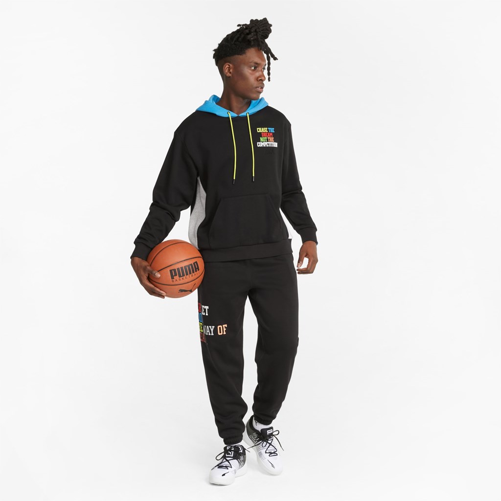 Black Puma Playbook Basketball Men's Pullover | 9735RDBCJ