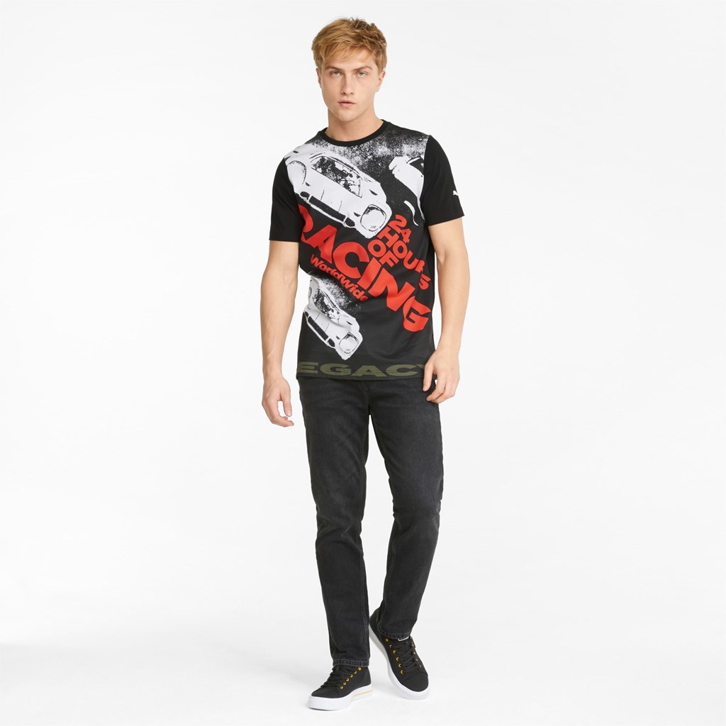 Black Puma Porsche Legacy Statement Graphic Men's Tee | 1938YENCX