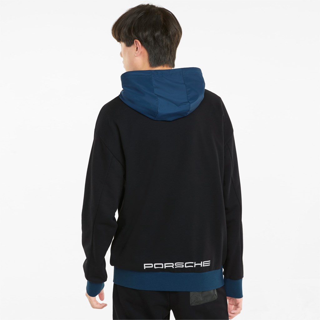 Black Puma Porsche Legacy Statement Men's Hoodie | 2796MLONZ