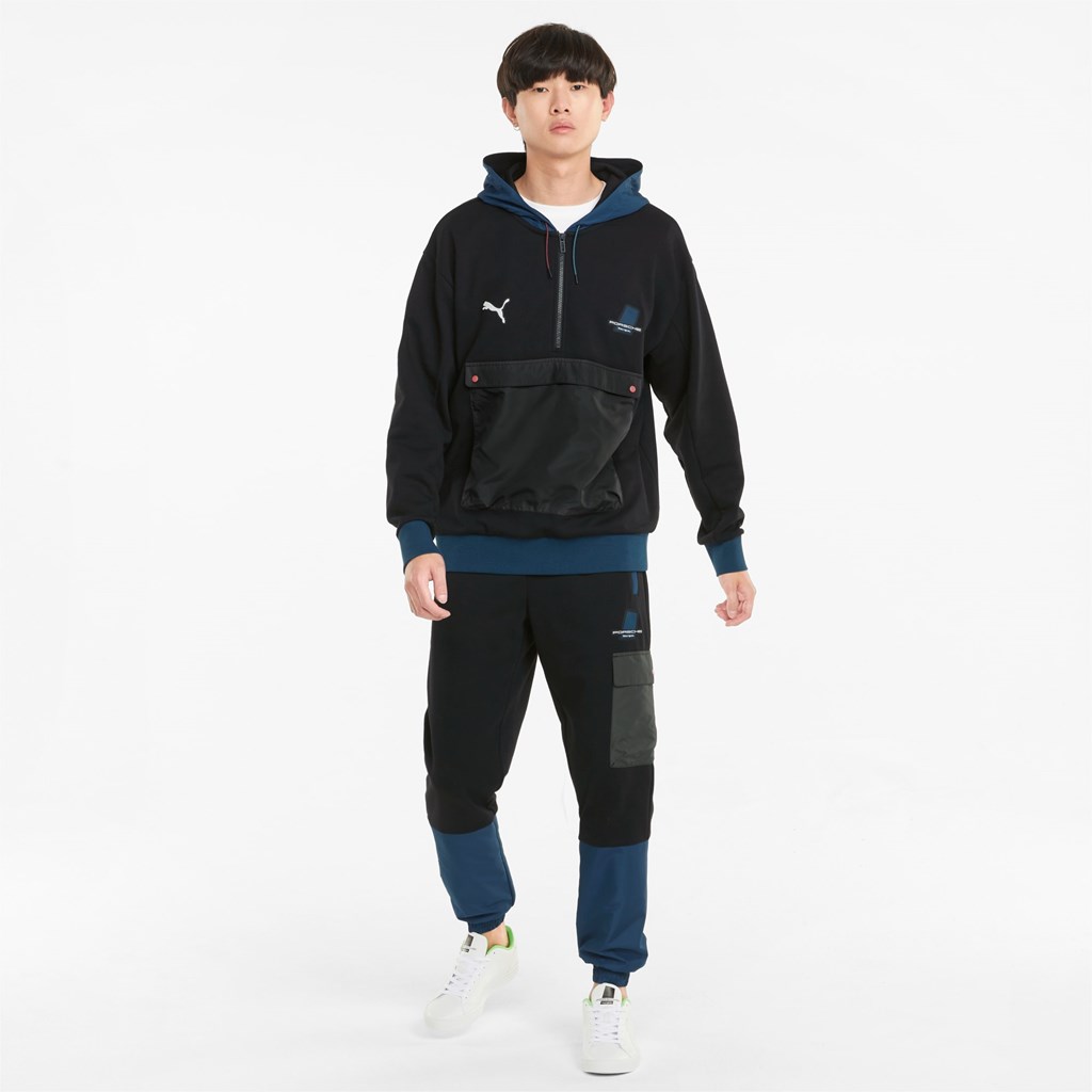 Black Puma Porsche Legacy Statement Men's Hoodie | 2796MLONZ