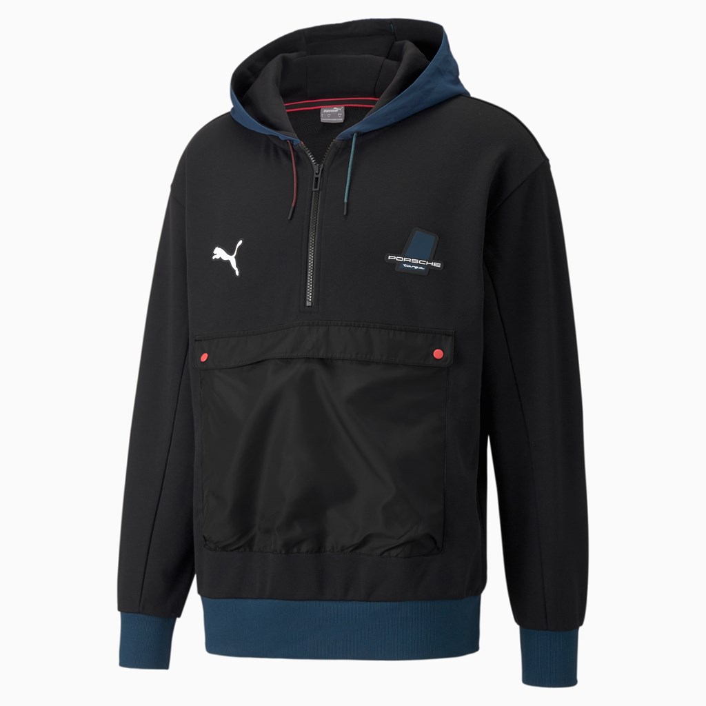 Black Puma Porsche Legacy Statement Men's Hoodie | 2796MLONZ