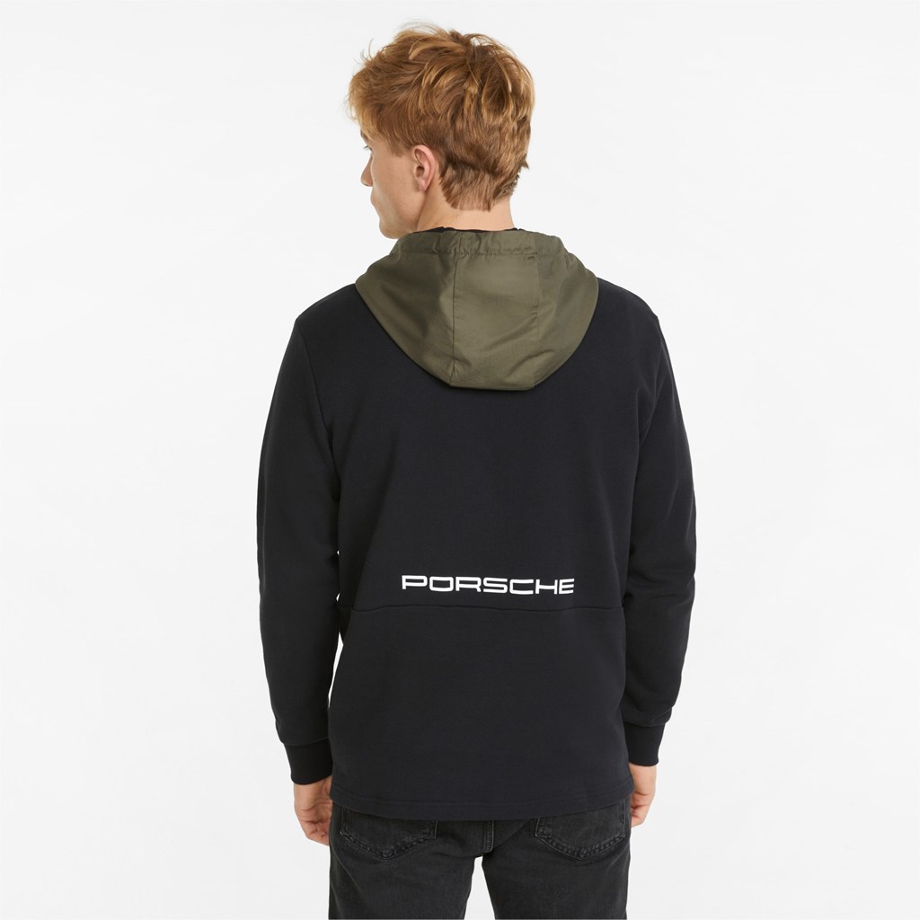 Black Puma Porsche Legacy Statement Men's Hoodie | 6317IFQYG