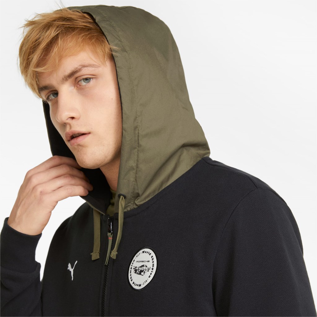 Black Puma Porsche Legacy Statement Men's Hoodie | 6317IFQYG