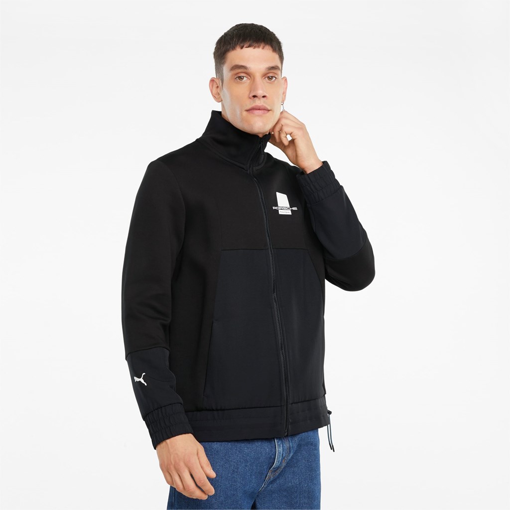 Black Puma Porsche Legacy Sweat Men\'s Jacket | 9324YKFRH