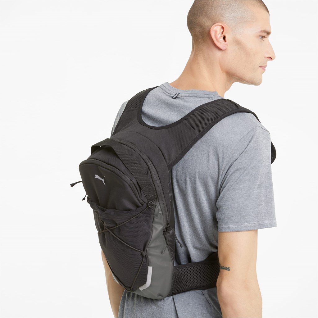 Black Puma Running Men's Backpack | 6941WSXBV