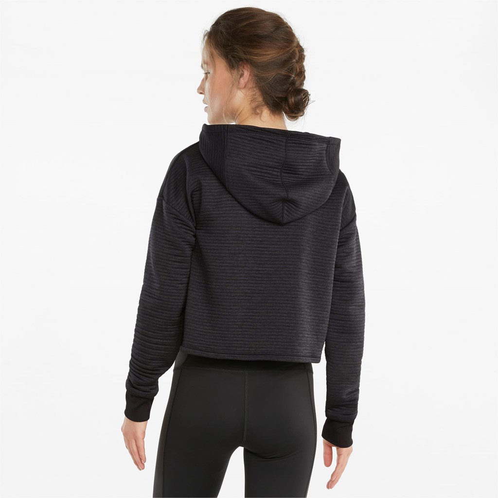 Black Puma STUDIO Textured Training Skimmer Women's Hoodie | 2134ZSXVE