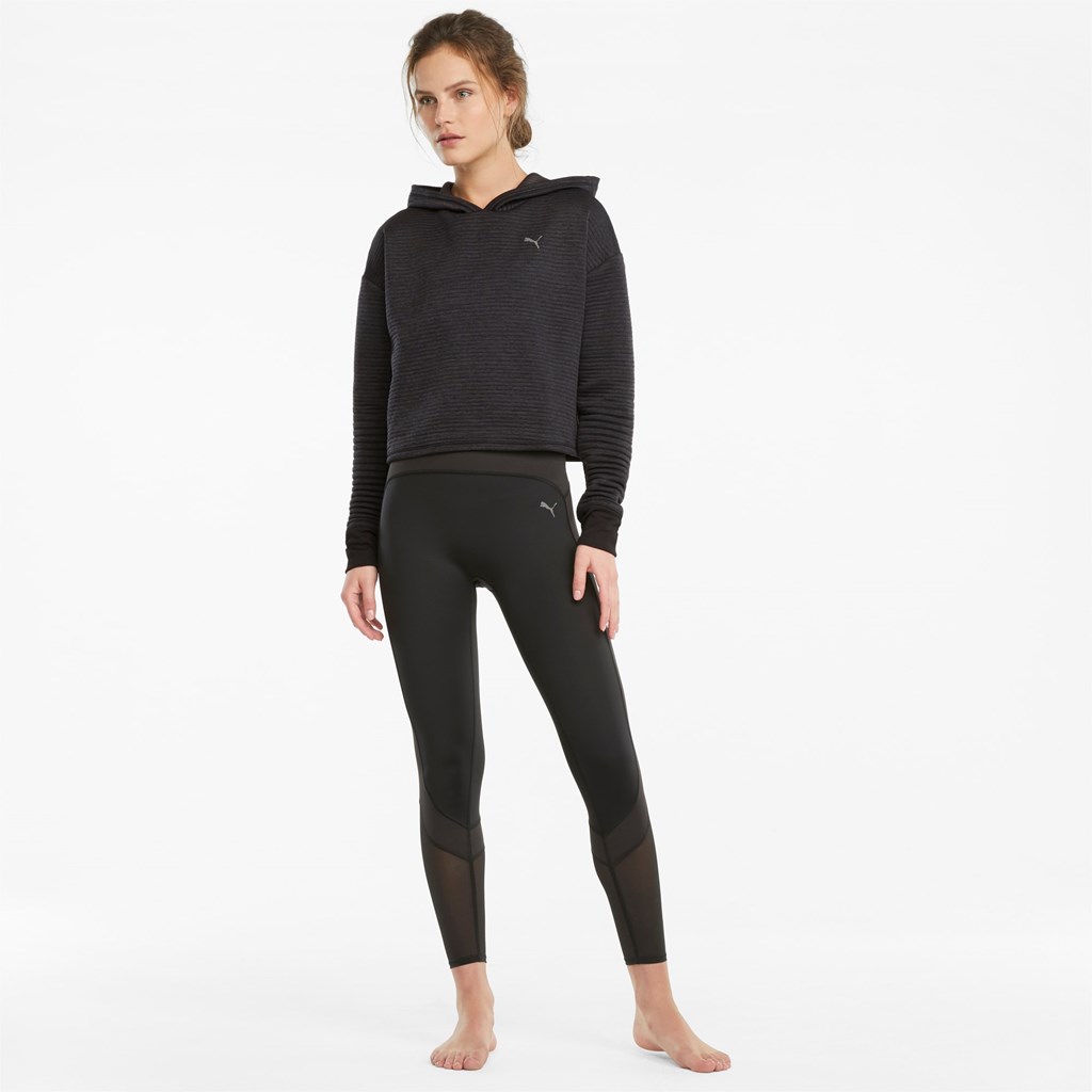 Black Puma STUDIO Textured Training Skimmer Women's Hoodie | 2134ZSXVE