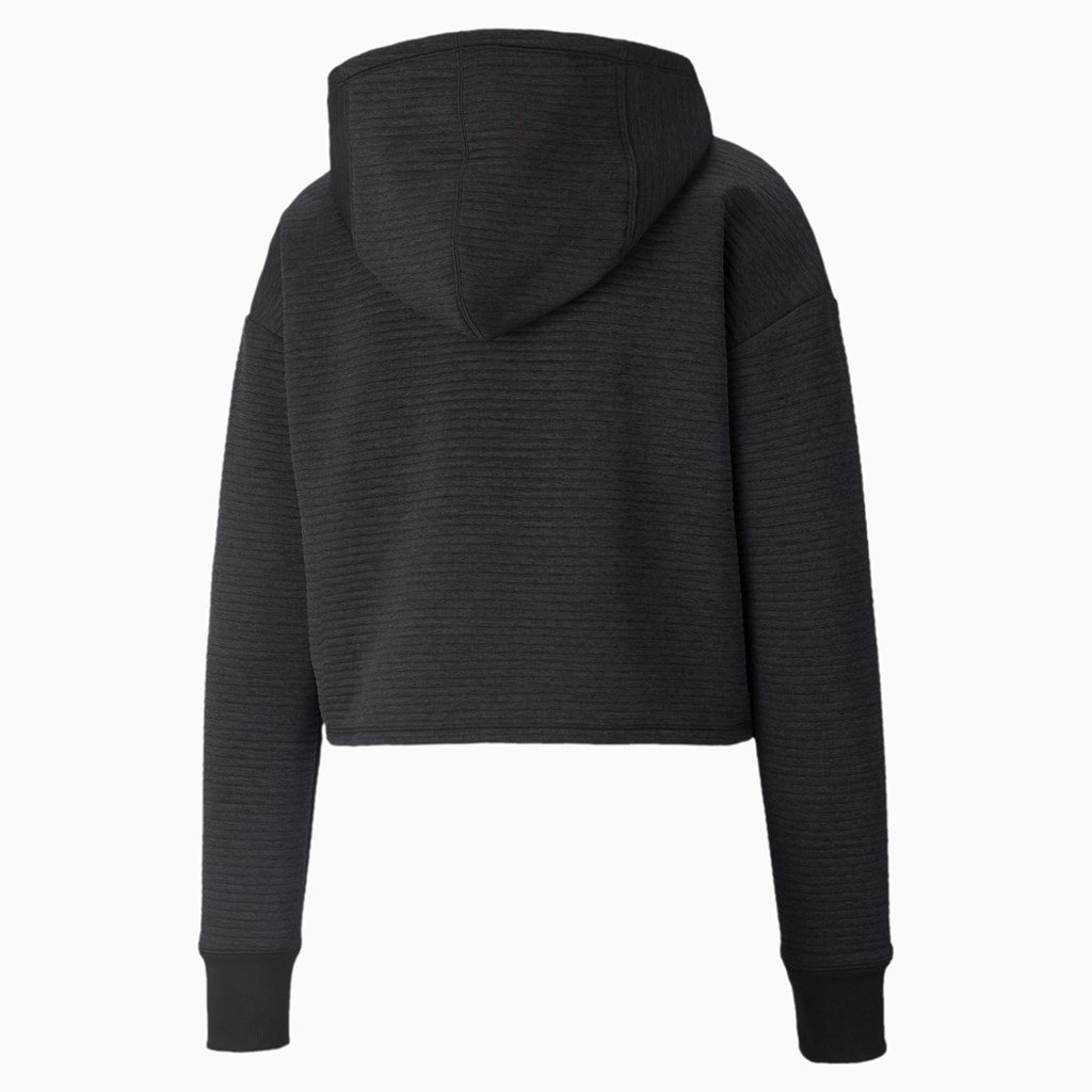 Black Puma STUDIO Textured Training Skimmer Women's Hoodie | 2134ZSXVE