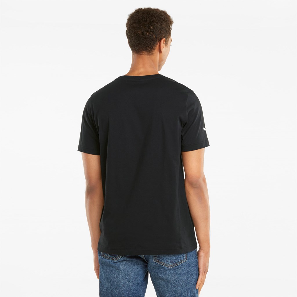 Black Puma Scuderia Ferrari Race Big Shield Men's Tee | 4875IKOFD