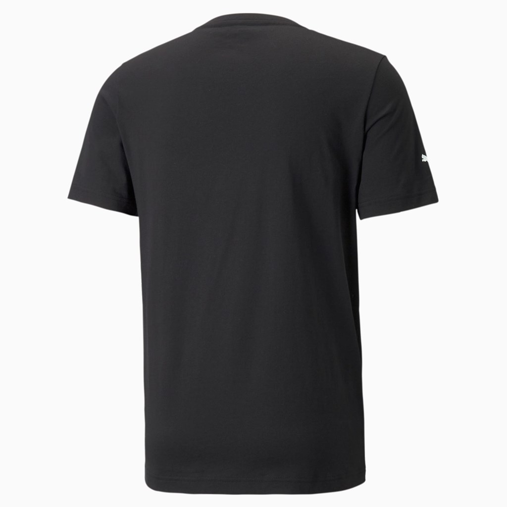 Black Puma Scuderia Ferrari Race Big Shield Men's Tee | 4875IKOFD