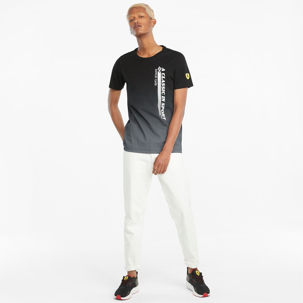 Black Puma Scuderia Ferrari Race Graphic Men's Tee | 6093EZUYI