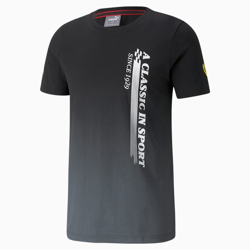 Black Puma Scuderia Ferrari Race Graphic Men's Tee | 6093EZUYI