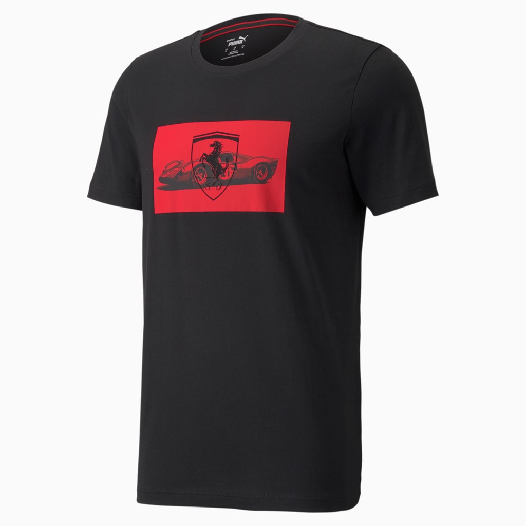 Black Puma Scuderia Ferrari Race Graphic Men's Tee 2 | 8245ZOXKH