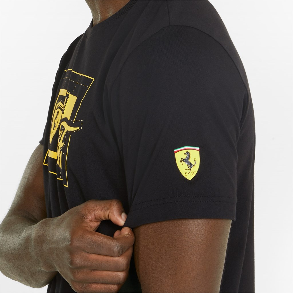 Black Puma Scuderia Ferrari Race Graphic Men's Tee | 9031TNCHP