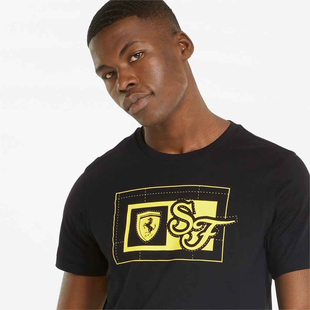 Black Puma Scuderia Ferrari Race Graphic Men's Tee | 9031TNCHP