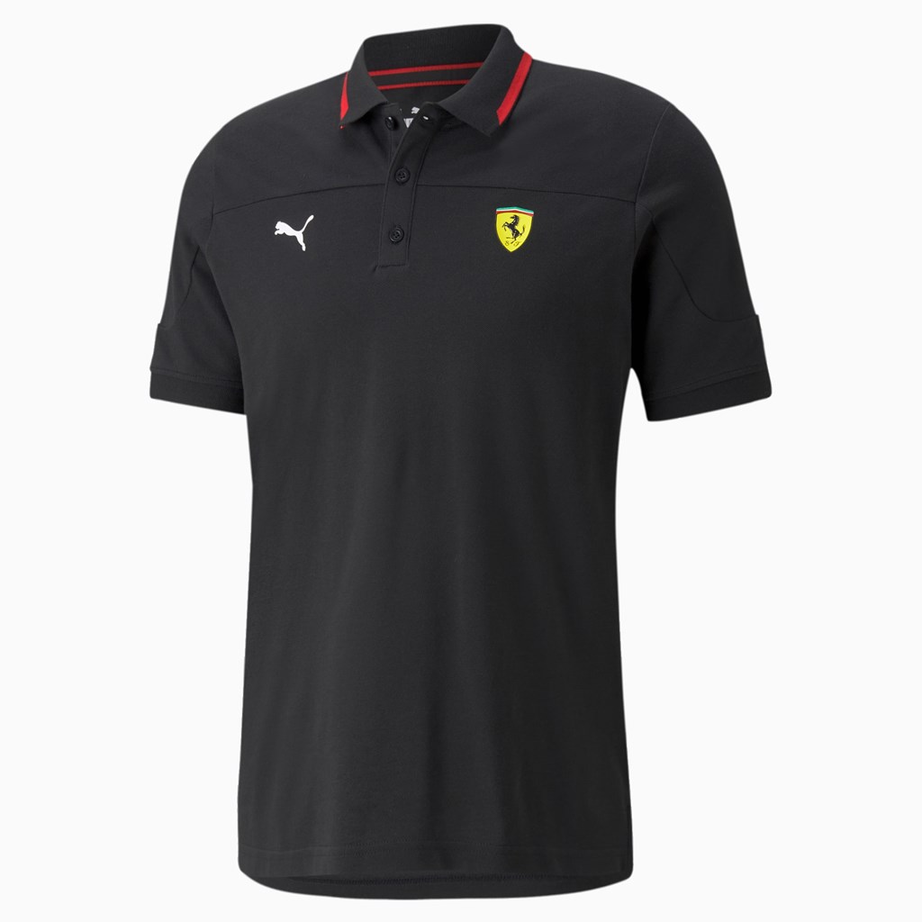 Black Puma Scuderia Ferrari Race Men's Polo Shirt | 3079ERJLO