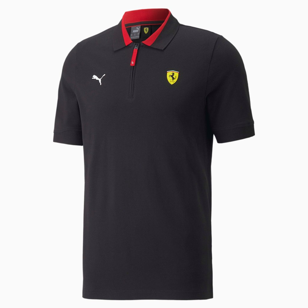 Black Puma Scuderia Ferrari Race Men's Polo Shirt | 4396MPEVY