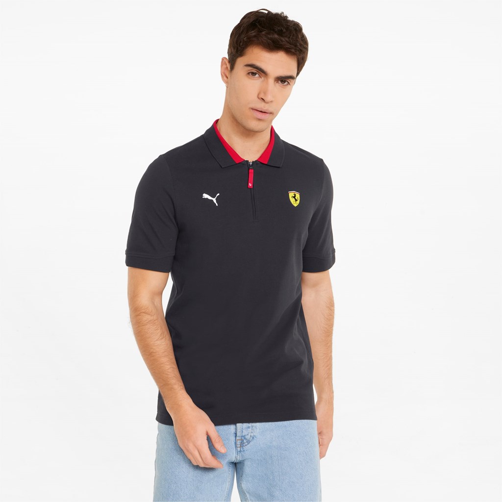 Black Puma Scuderia Ferrari Race Men\'s Polo Shirt | 4396MPEVY