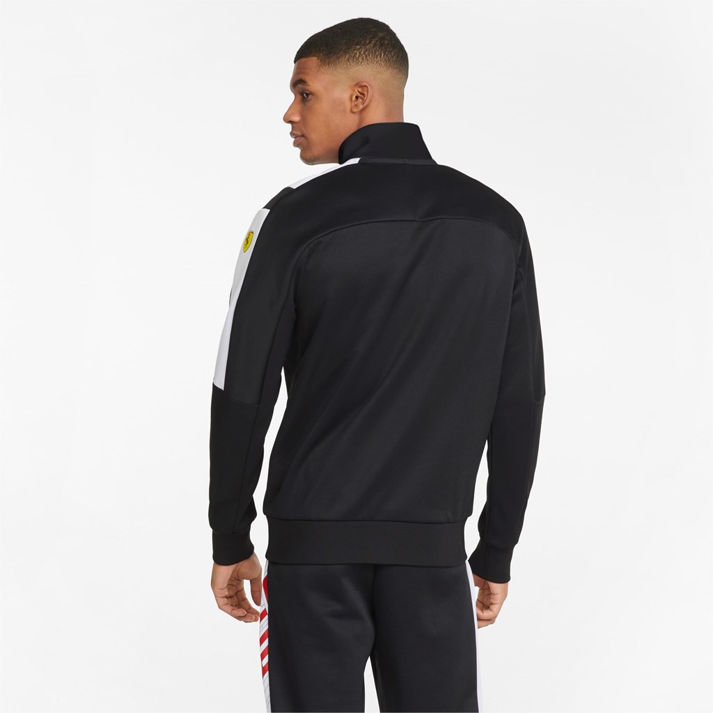 Black Puma Scuderia Ferrari Race T7 Track Men's Jacket | 6542QTFVH