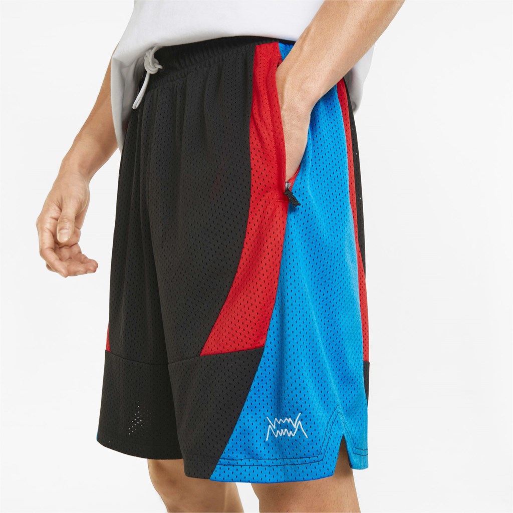 Black Puma Slashing Basketball Men's Shorts | 1578CSAIN