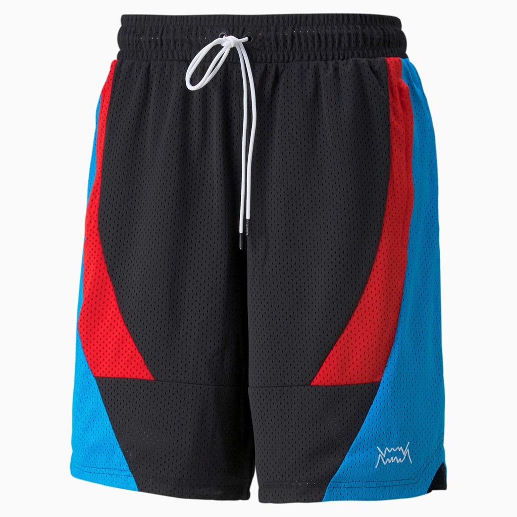 Black Puma Slashing Basketball Men's Shorts | 1578CSAIN