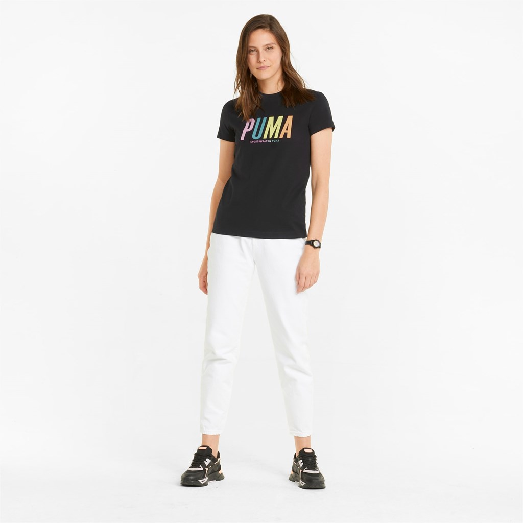 Black Puma Sportswear by PUMA Graphic Women's Tee | 4230BLQKM