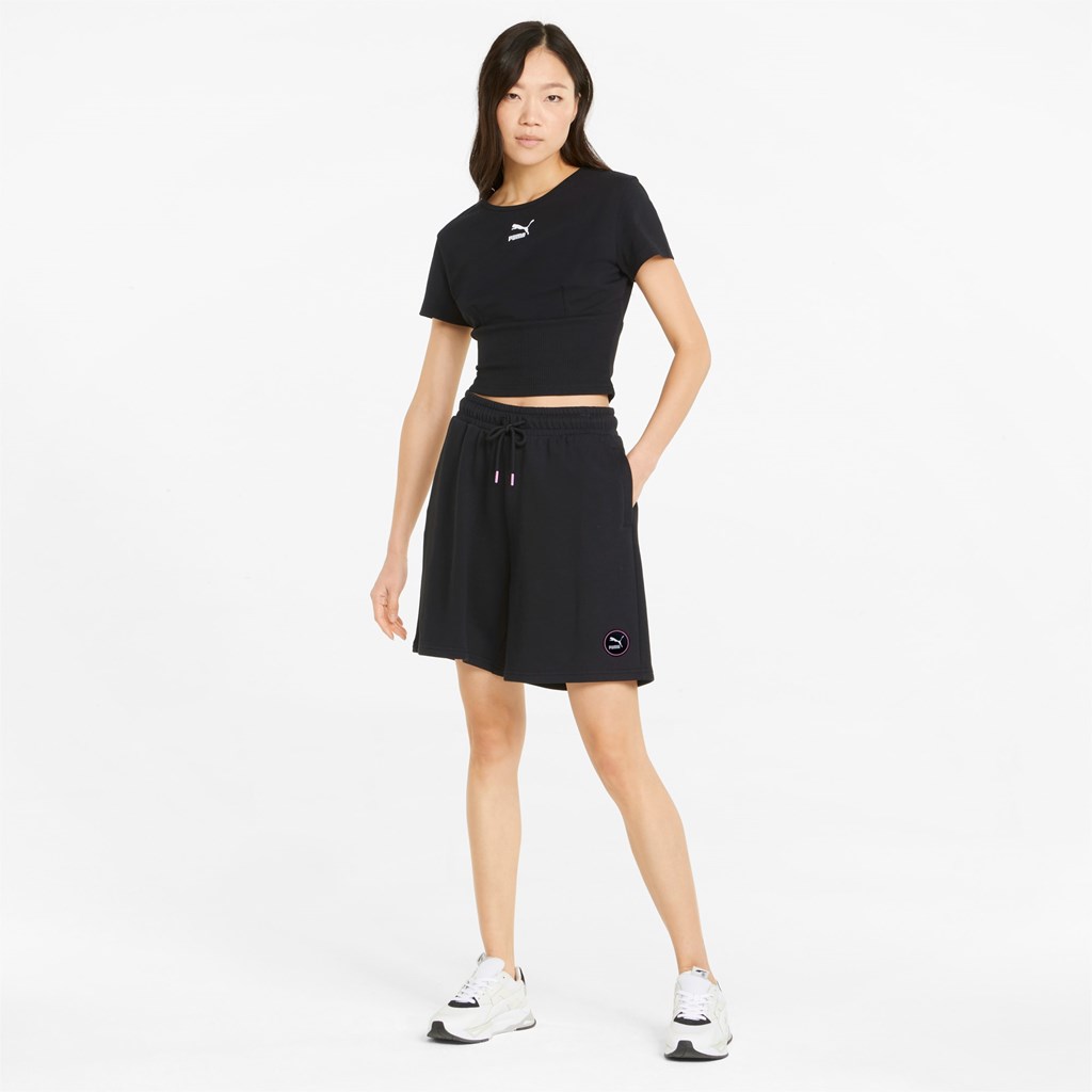 Black Puma Sportswear by PUMA High Longline Women's Shorts | 2967EHJTX