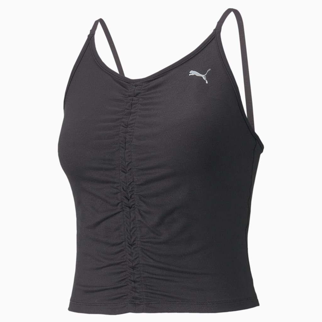 Black Puma Studio Foundation Ruched Training Women's Tank Top | 1560LPJFC