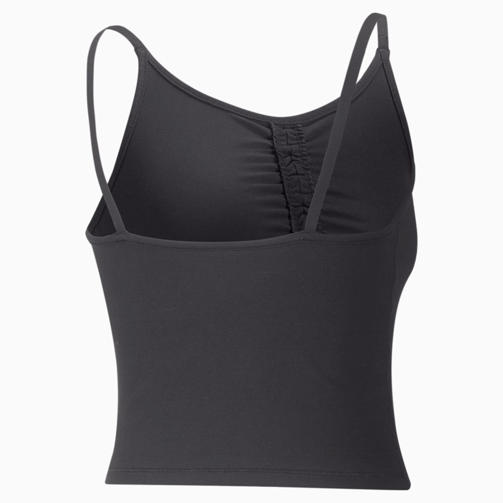 Black Puma Studio Foundation Ruched Training Women's Tank Top | 1560LPJFC