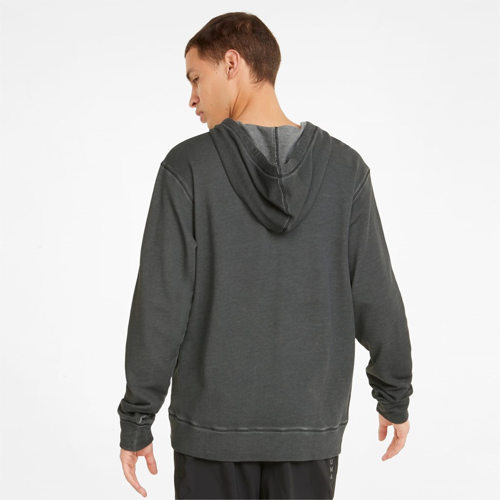 Black Puma Studio Wash Training Men's Hoodie | 0318YBJWX