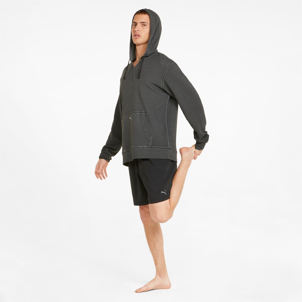 Black Puma Studio Wash Training Men's Hoodie | 0318YBJWX