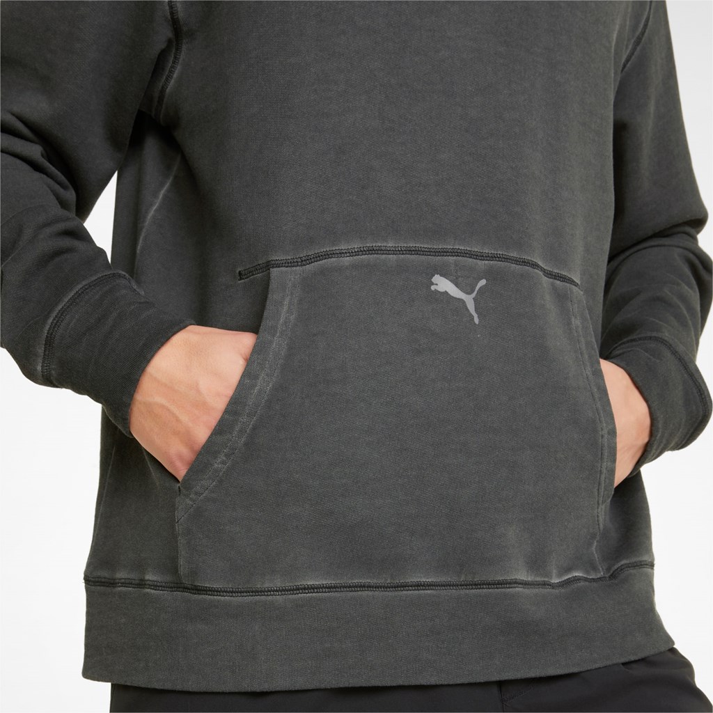 Black Puma Studio Wash Training Men's Hoodie | 0318YBJWX