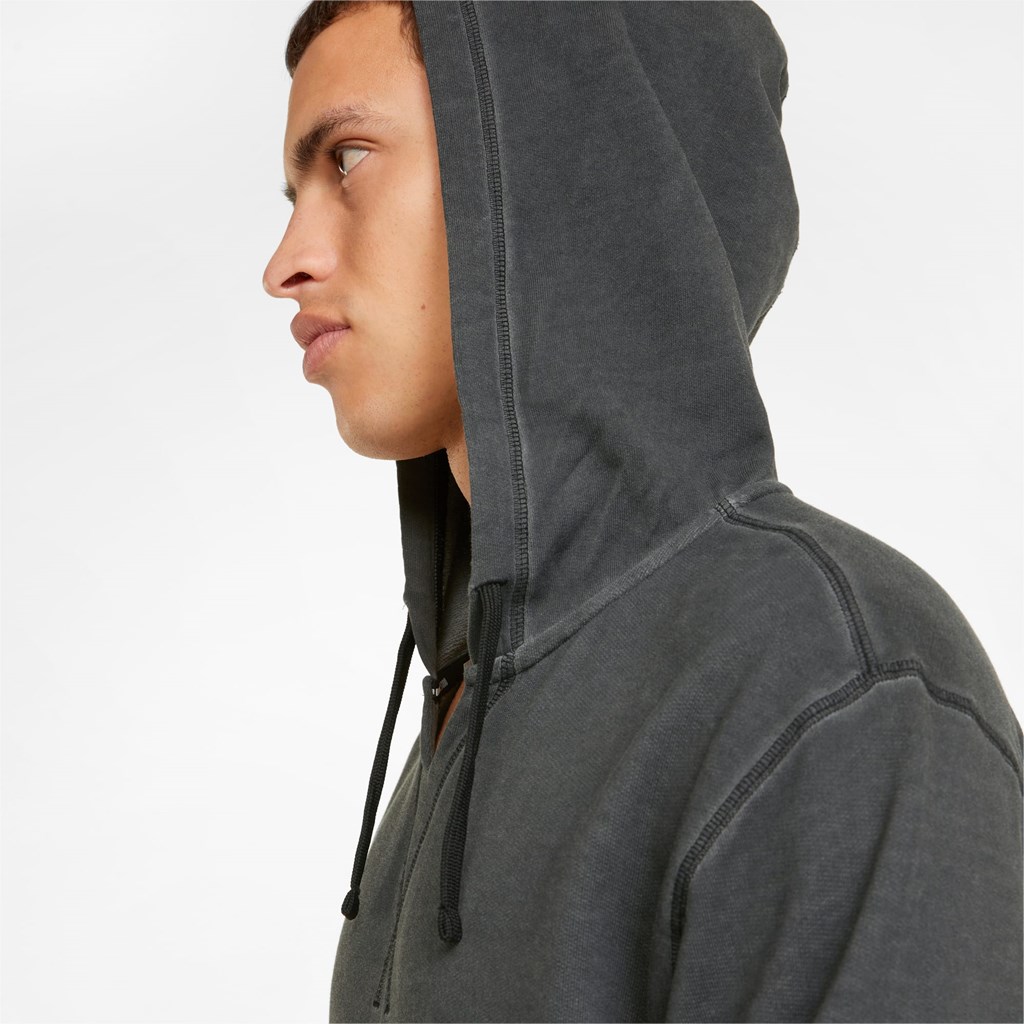 Black Puma Studio Wash Training Men's Hoodie | 0318YBJWX