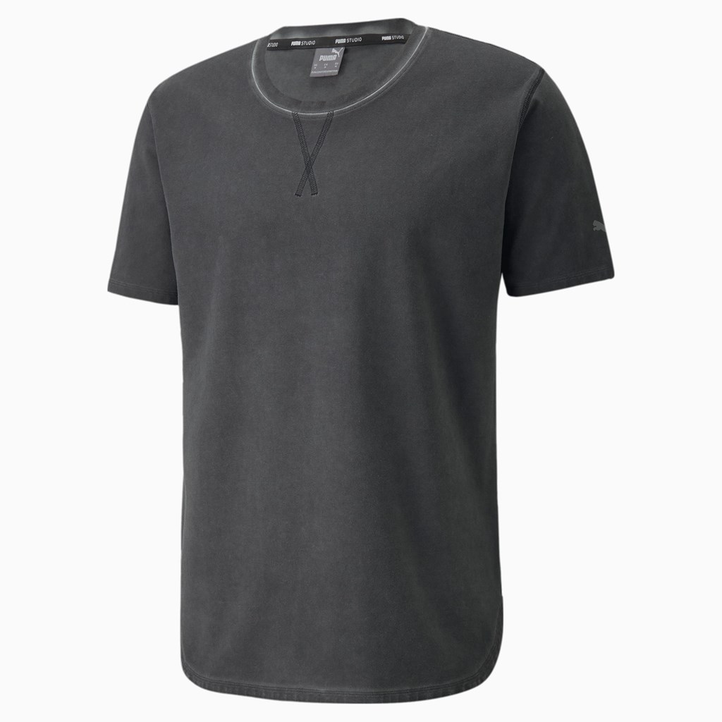 Black Puma Studio Wash Training Men's Tee | 4735FJKWY