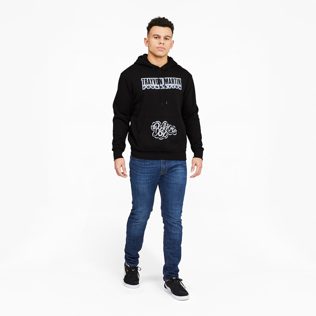 Black Puma Trayvon Martin Foundation Men's Hoodie | 4956YSEDQ