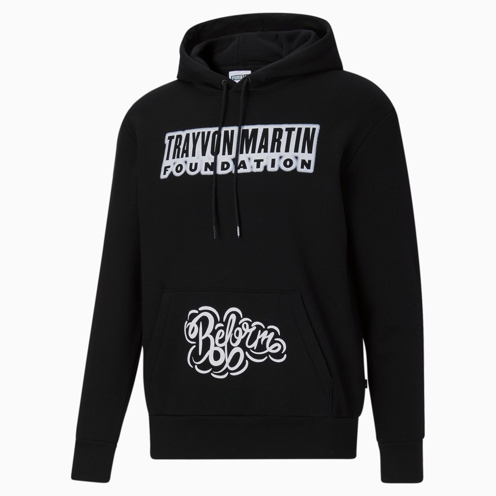 Black Puma Trayvon Martin Foundation Men's Hoodie | 4956YSEDQ