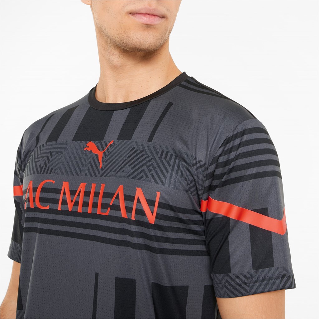 Black / Red Blast Puma ACM Prematch Men's Jersey | 9650MDKGU