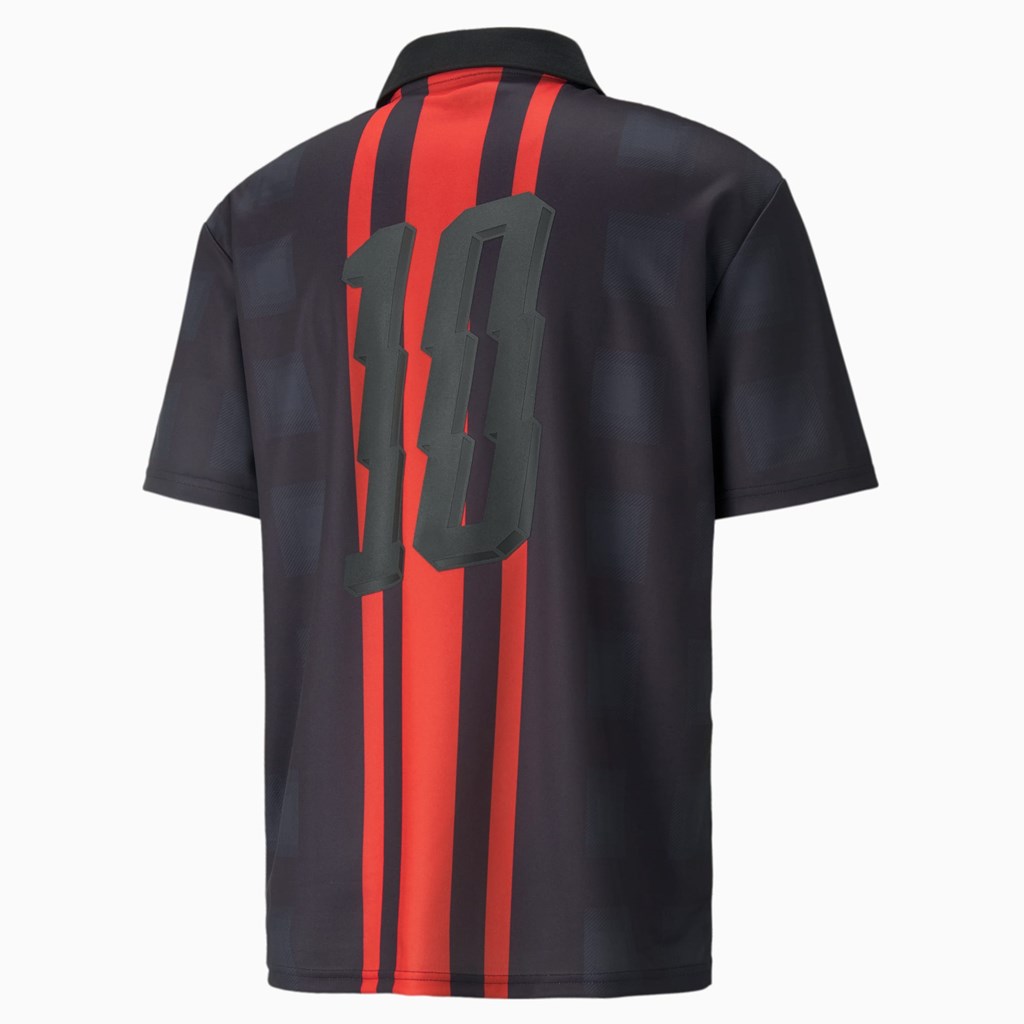 Black / Red Puma ACM Street Soccer Men's Jersey | 1670WRBAD