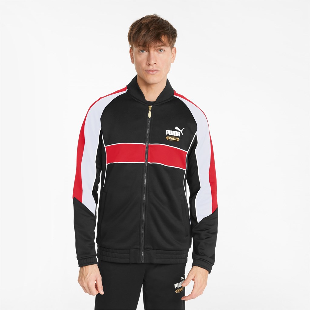 Black / Red Puma King Track Men\'s Jacket | 4186PVXWY