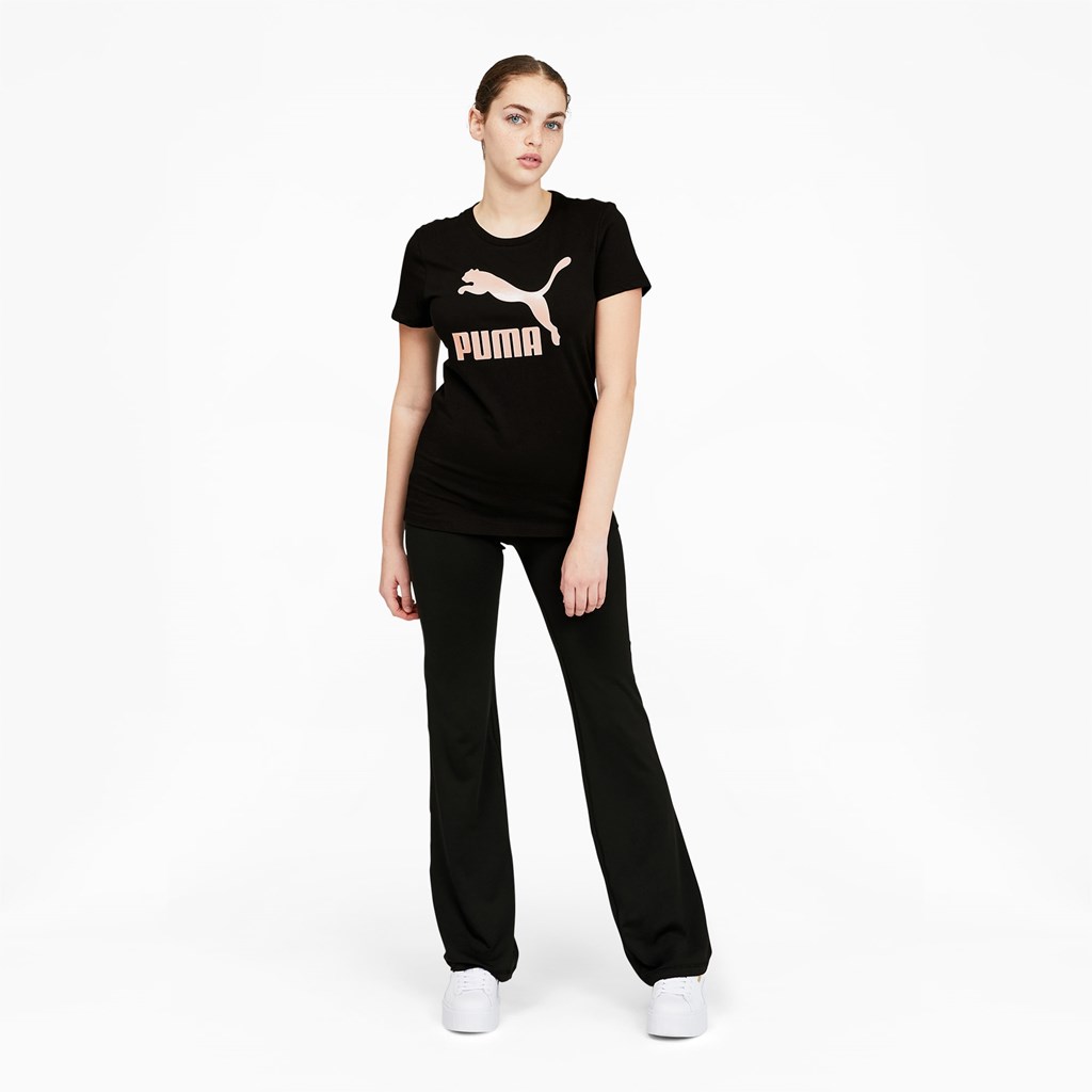 Black / Rose Gold Puma Classics Logo Women's Tee | 1209NJDGV