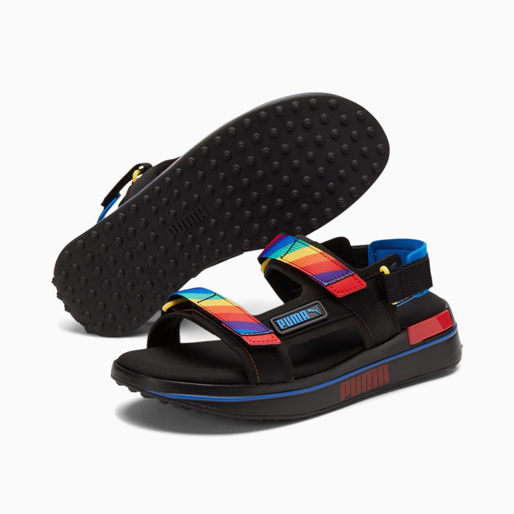 Black Royal / High Risk Red Puma Future Rider Rainbow  Women's Sandals | 6487MOCTL