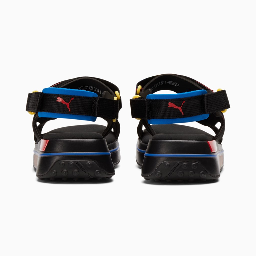 Black Royal / High Risk Red Puma Future Rider Rainbow  Women's Sandals | 6487MOCTL