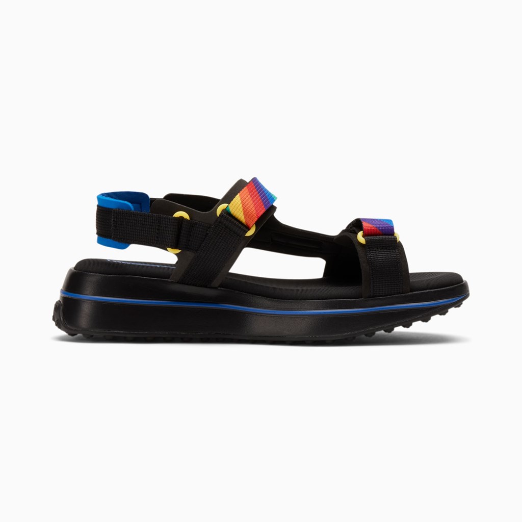 Black Royal / High Risk Red Puma Future Rider Rainbow  Women's Sandals | 6487MOCTL