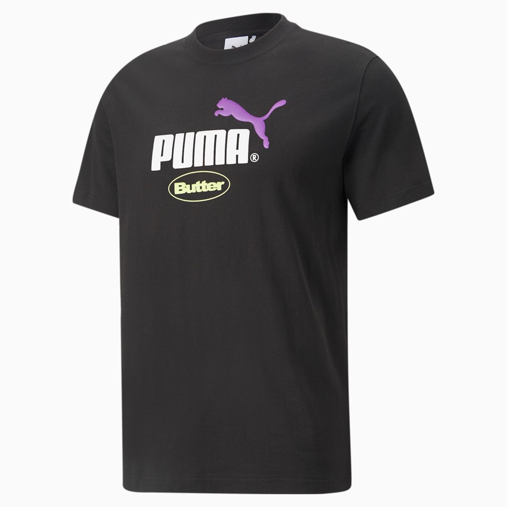 Black / Sharp Green Puma PUMA x BUTTER GOODS Graphic Men's Tee | 8126QEAWS