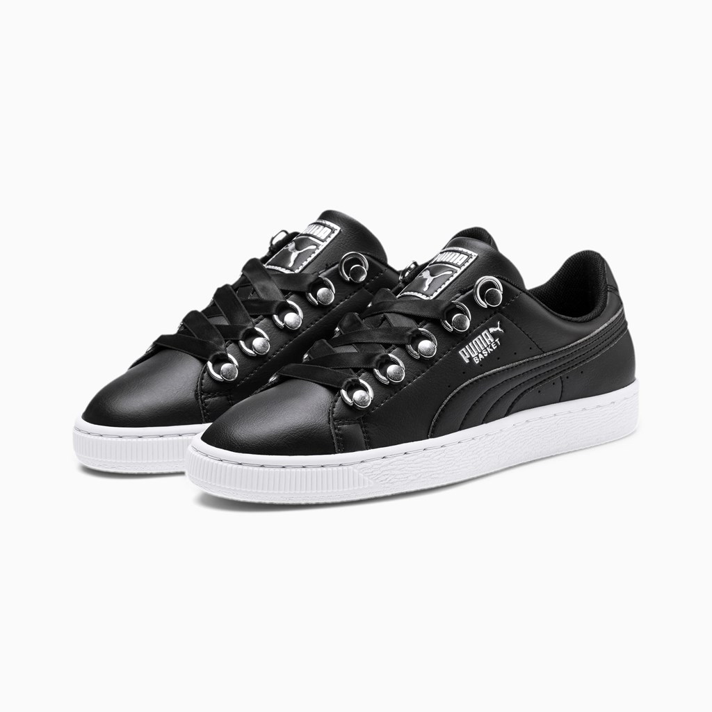 Black Silver Puma Basket Hike Women's Sneakers | 3129INDTR