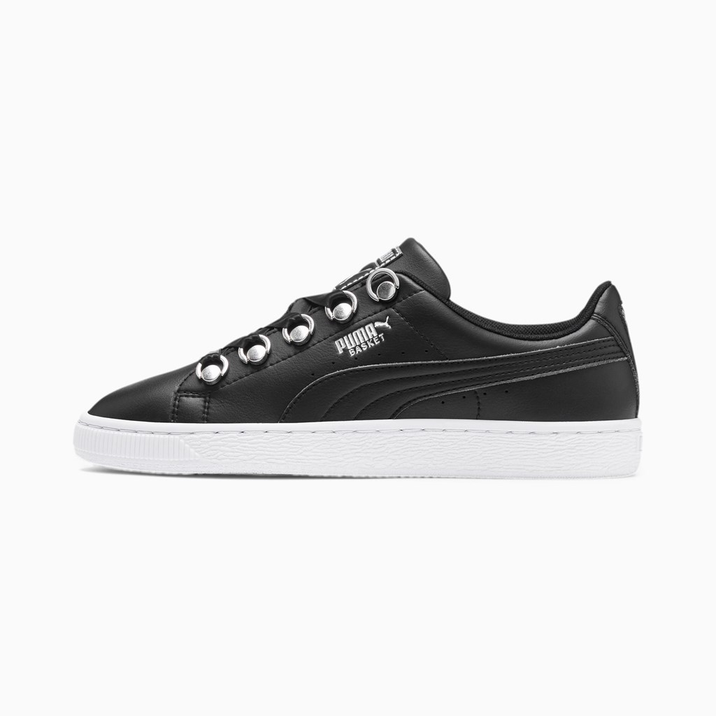 Black Silver Puma Basket Hike Women\'s Sneakers | 3129INDTR