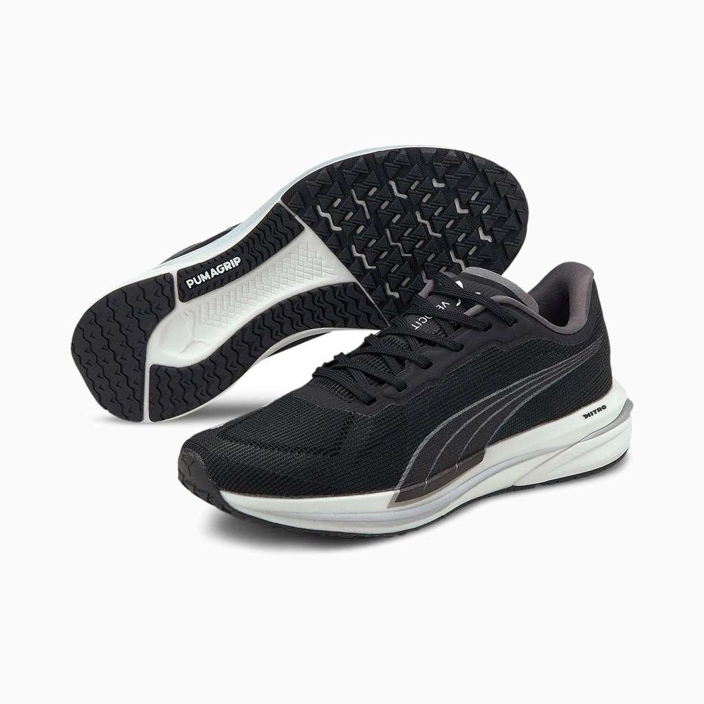 Black Silver Puma Velocity NITRO Women's Running Shoes | 4732TQZMK