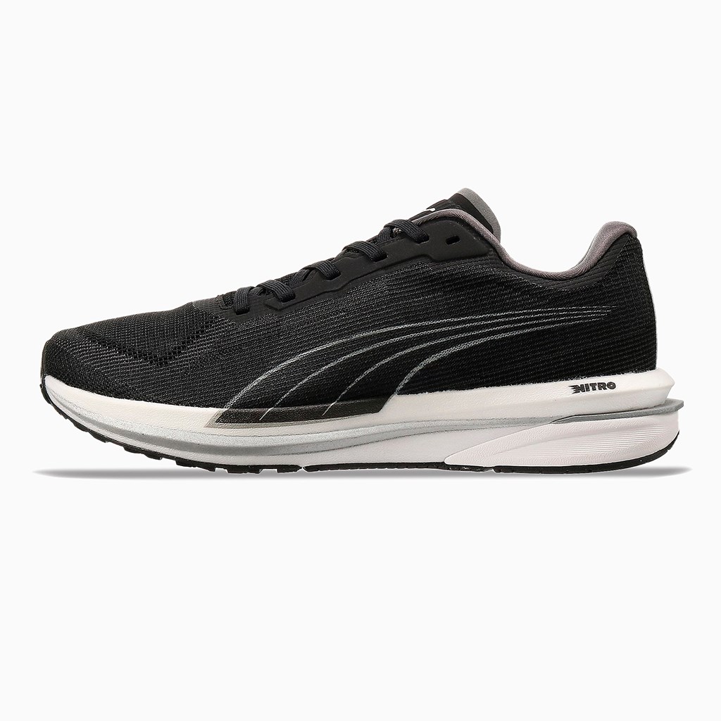 Black Silver Puma Velocity NITRO Women\'s Running Shoes | 4732TQZMK