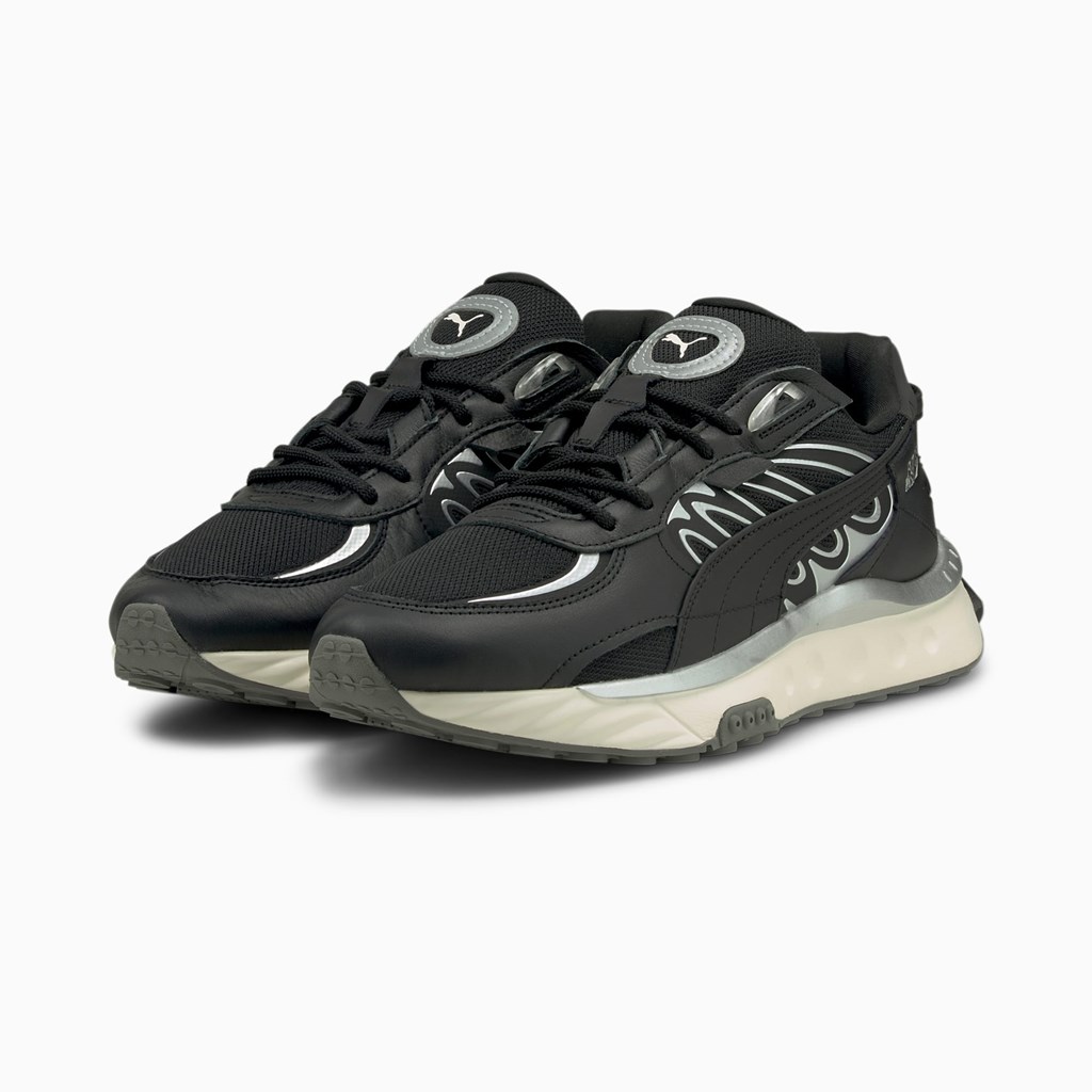 Black / Silver Puma Wild Rider Techno Men's Sneakers | 0948KNQIZ